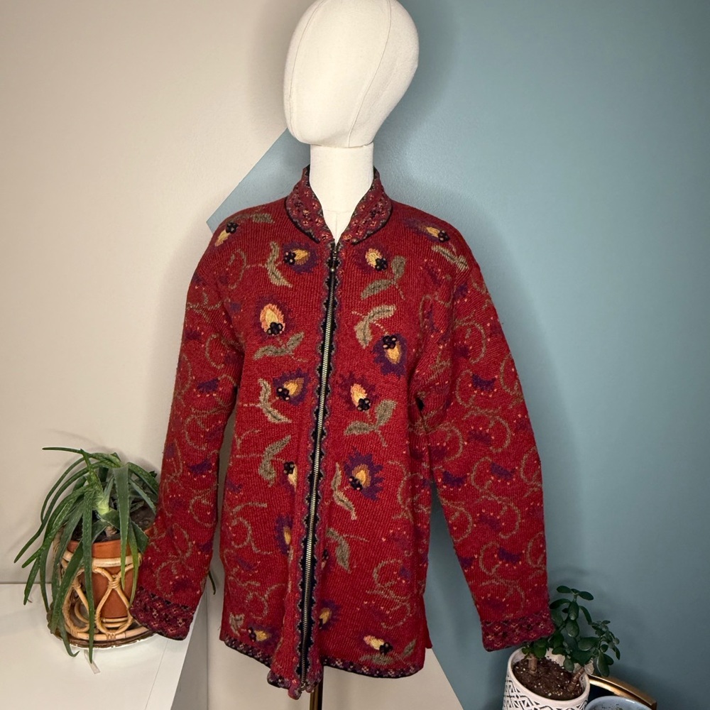 Icelandic Design Atlantia 2004 European Art Knit Wool Jacket M Lined - Picture 2 of 14